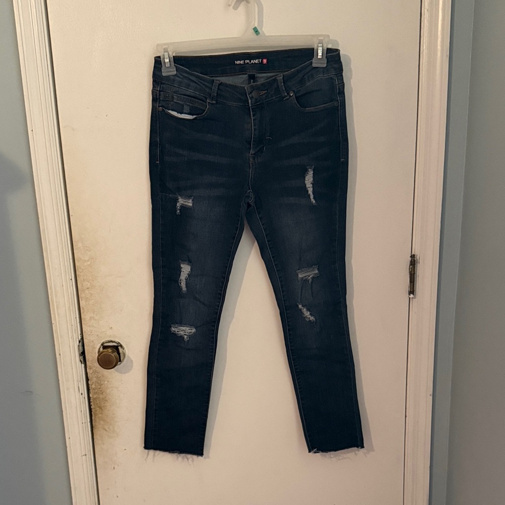 Dark Blue Distressed Jeans
